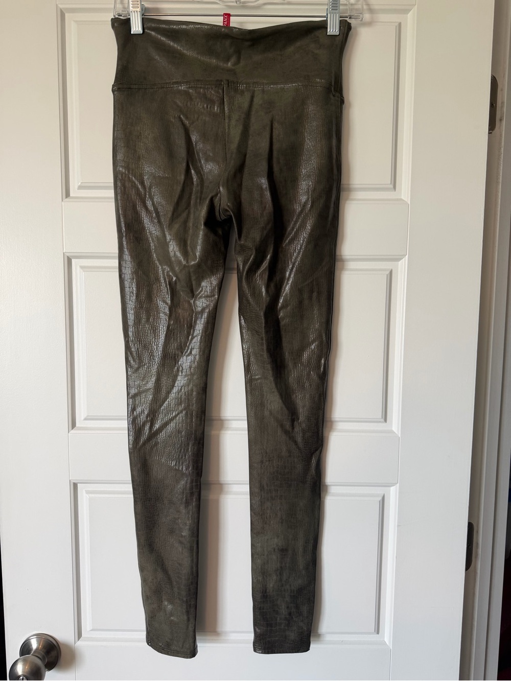 SPANX Olive Green Faux-Leather High-Waist Leggings - Picture 3 of 10